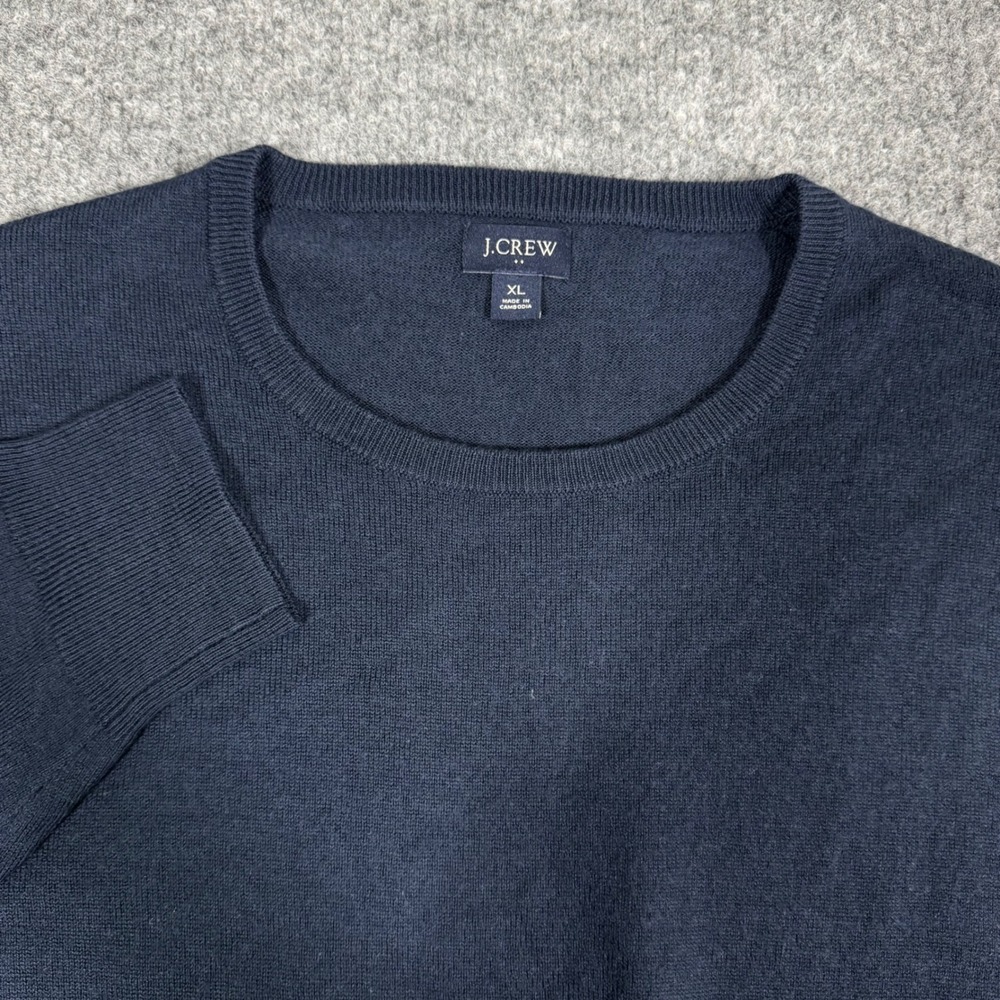 J.Crew Crewneck Sweater Mens XL Navy Blue Merino Wool Blend EUC AP638 FA24
